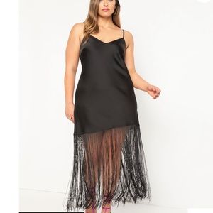 Slip dress with fringe black size 20